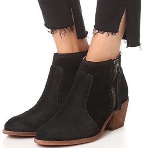 Madewell Janice Side Zip Boots in Black Suede leather, size 7
